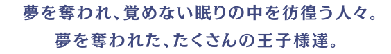 夢を奪われ、覚めない眠りの中を彷徨う人々。夢を奪われた、たくさんの王子様達。荒廃していく世界……。